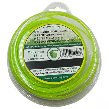 Minőségi fűkasza damil csavart profil 2.7 mm vastagságban FIN027/K/TW/B