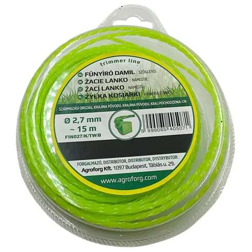 Minőségi fűkasza damil csavart profil 2.7 mm vastagságban FIN027/K/TW/B