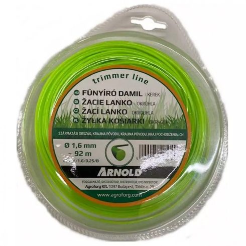 Arnold® fűkasza damil ∅ 1.6 mm kör profil - 92 méter - FIN/K/1.6/0.25/B - eredeti alkatrész*