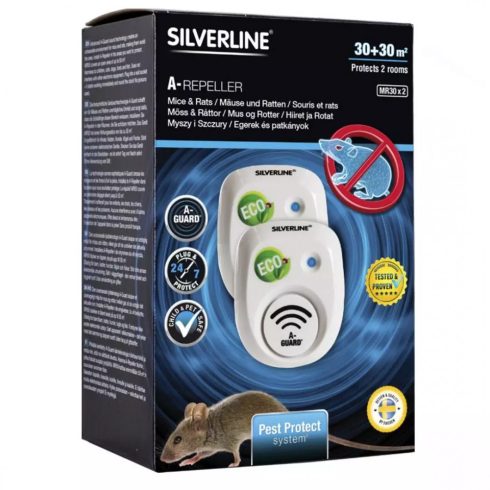 Silverline® A-Guard® ultrahangos egér- és patkányriasztó 2x30 m² - eredeti minőségi termék*