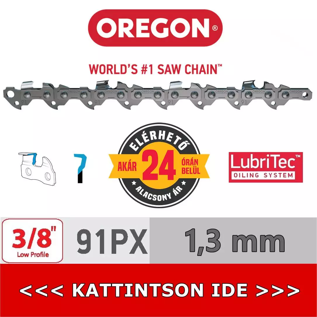Oregon 3/8" 1,3 mm 91PX láncfűrész lánc