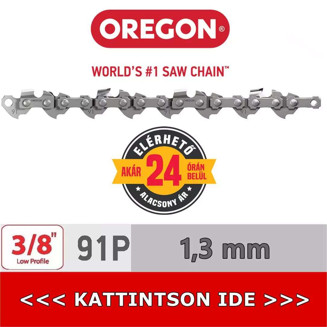 Oregon 3/8" 1.3 mm 91P láncfűrész lánc