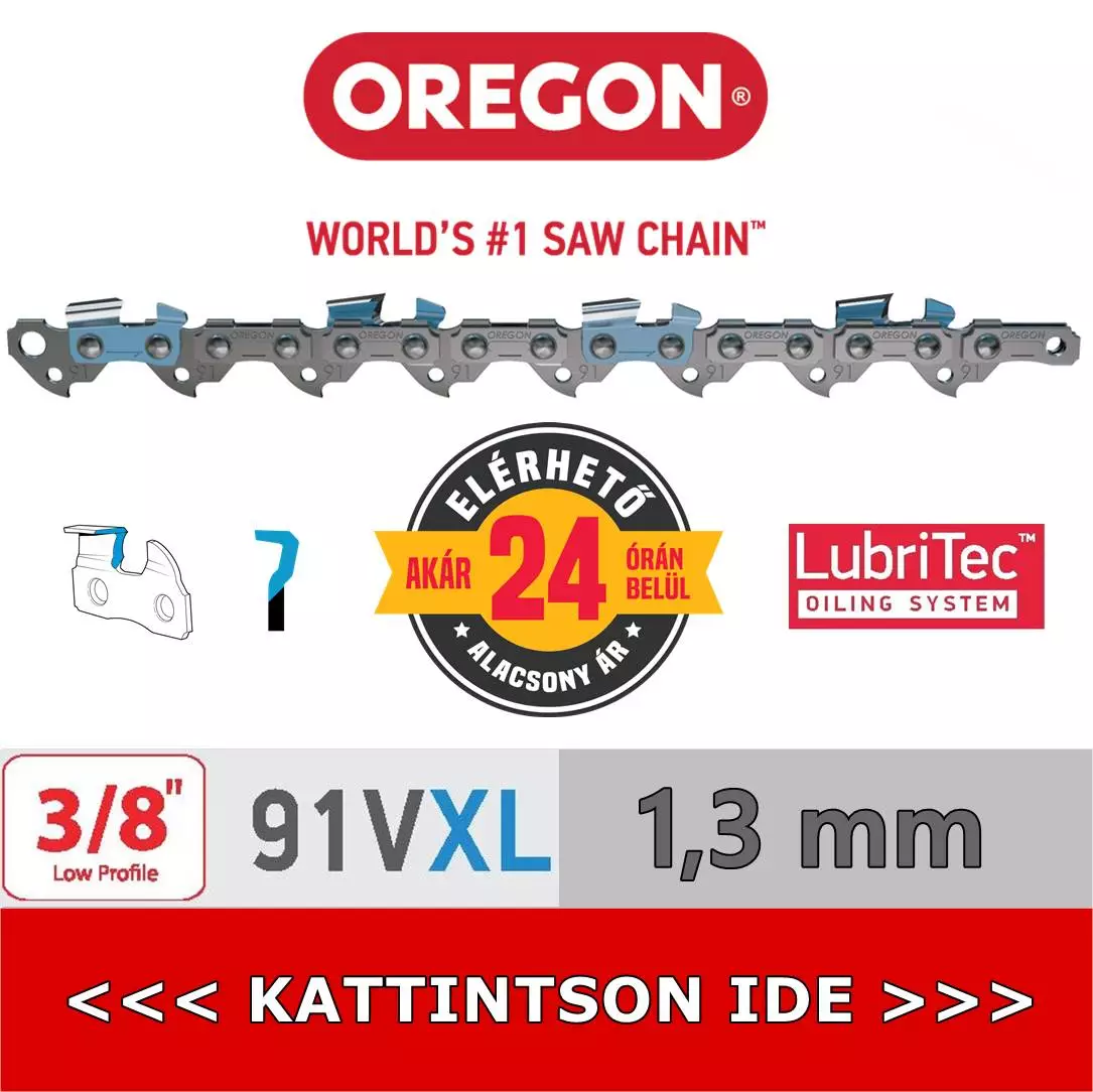 Oregon 3/8" 1,3 mm 91VLX láncfűrész lánc