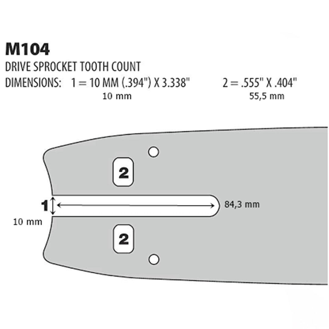 Oregon M104 befogatás robbantott ábra és méretezés
