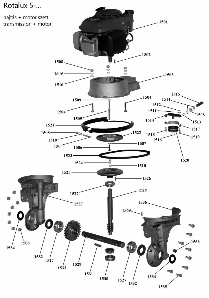 Agrimotor® 55045028 ékszíj - kuplungszíj Rotalux5 /13 x 535/ rotációs kapálógép - 1523 - eredeti minőségi alkatrész*