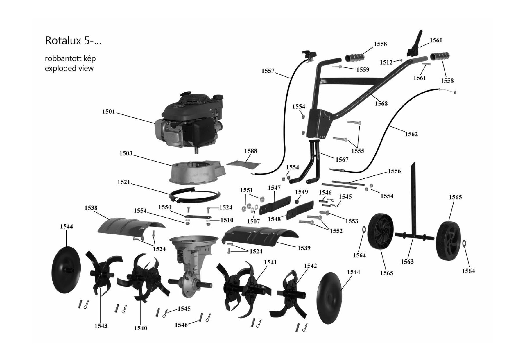 Agrimotor® 55034776 kuplung kar+támasz müa. - Rotalux52A / Rotalux5 - rotációs kapálógép - 1780 - 1560 - eredeti minőségi alkatrész*