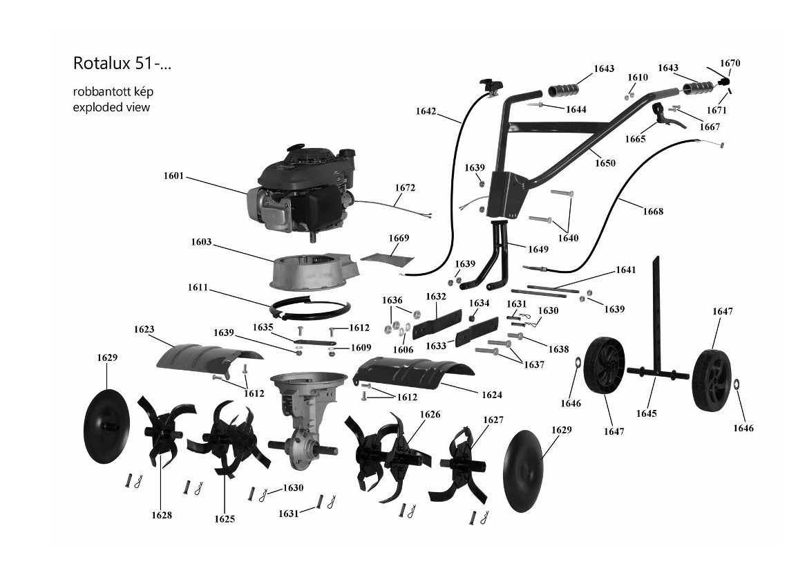 Agrimotor® 55033475 rotációs kapálógép kuplung kar+támasz fém - Rotalux51 - 1665