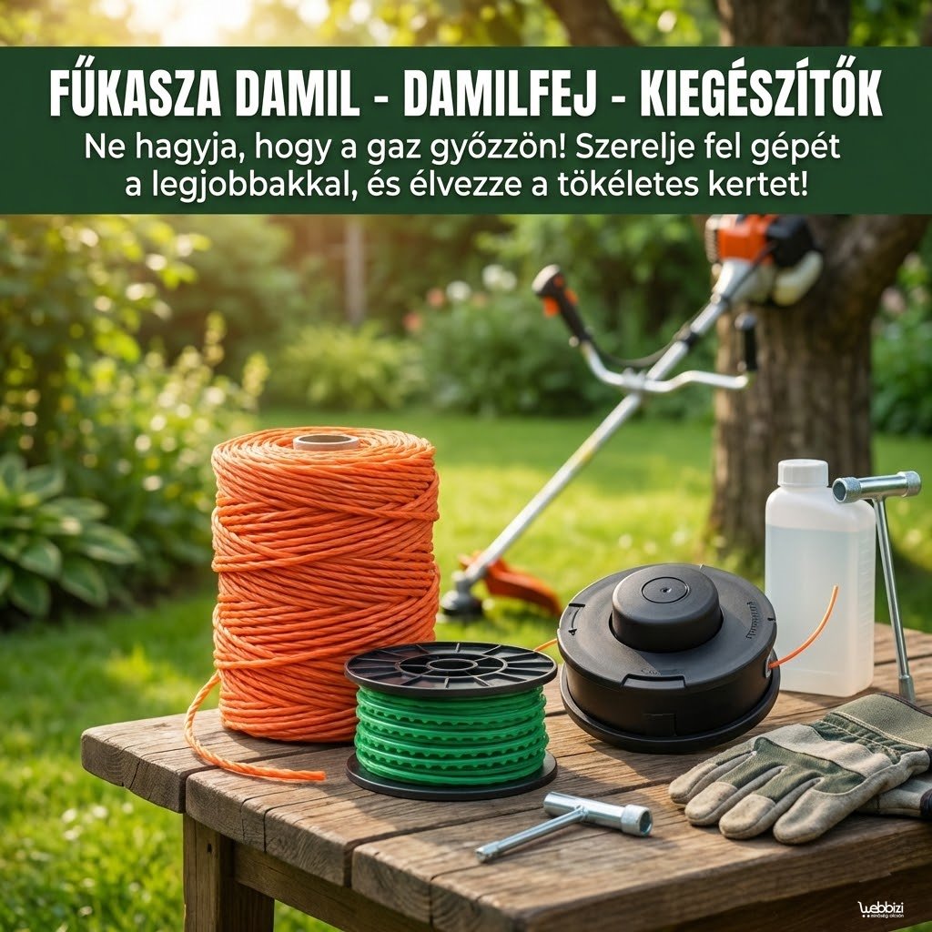 Fűkasza damil, damilfej és kiegészítők széles választéka kerti környezetben – Webbizi.hu: Ne hagyja, hogy a gaz győzzön!